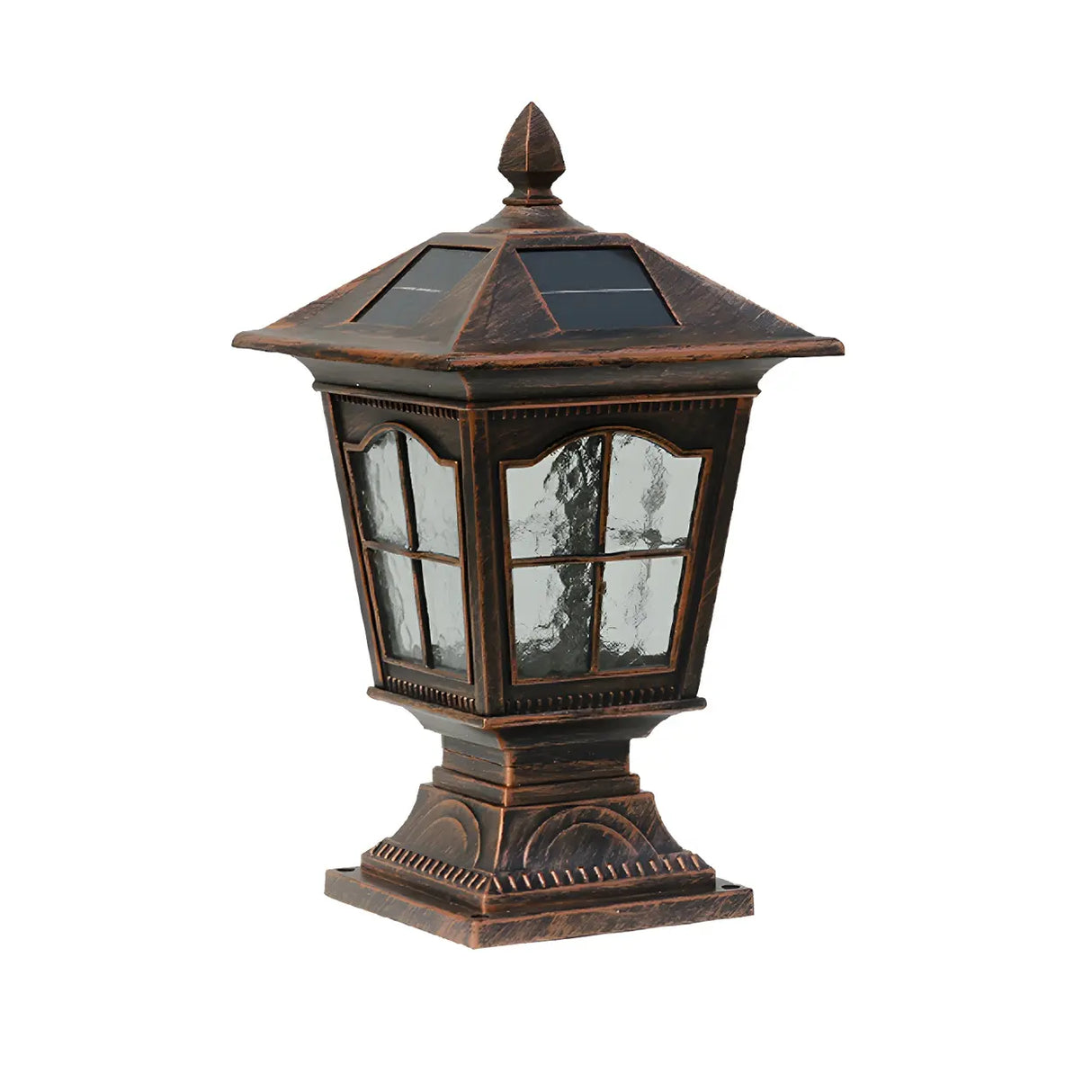 Vintage Chic Solar Lantern Black Aluminum Outdoor Lamp Image - 4