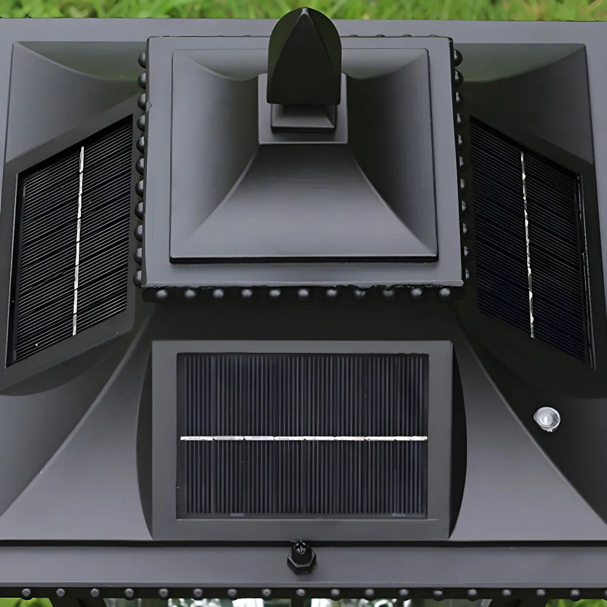 Vintage Chic Solar Lantern Black Aluminum Outdoor Lamp Image - 6