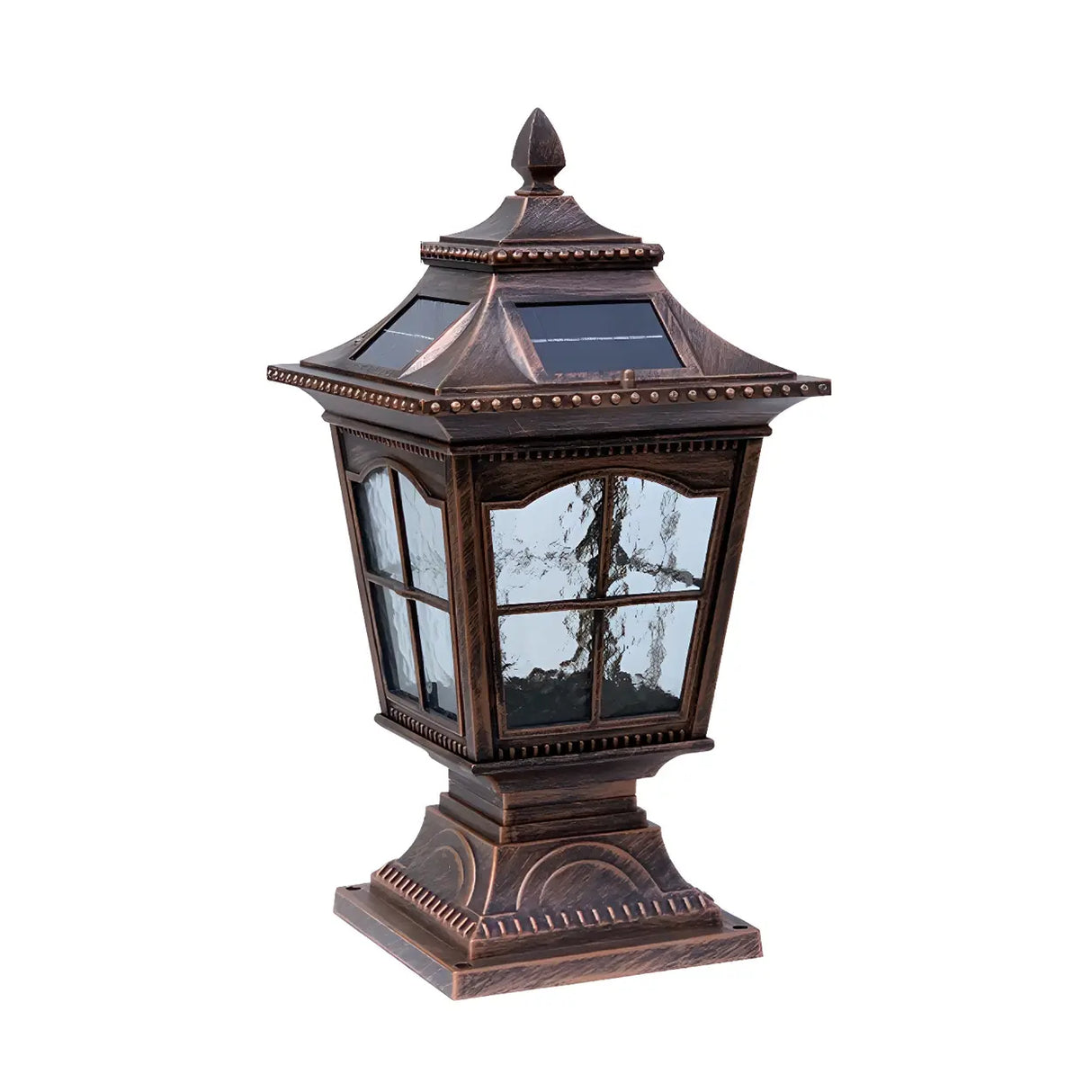 Vintage Chic Solar Lantern Black Aluminum Outdoor Lamp Image - 7