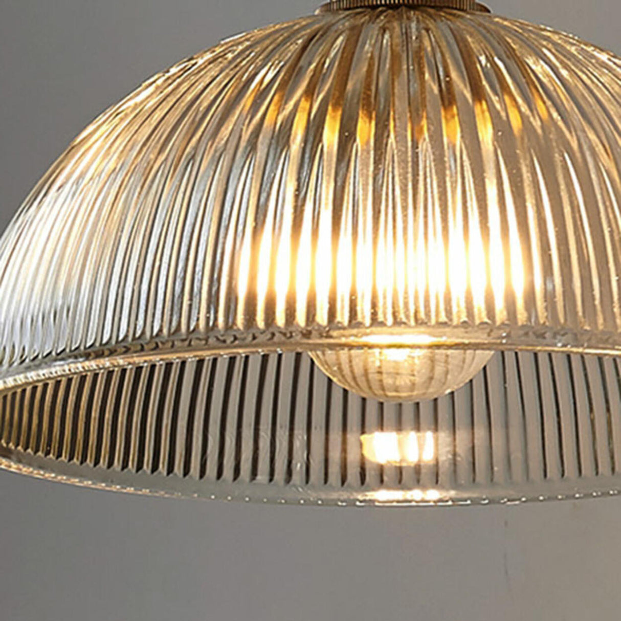Vintage Classic Dome Ribbed Glass Pendant Lights Image - 7
