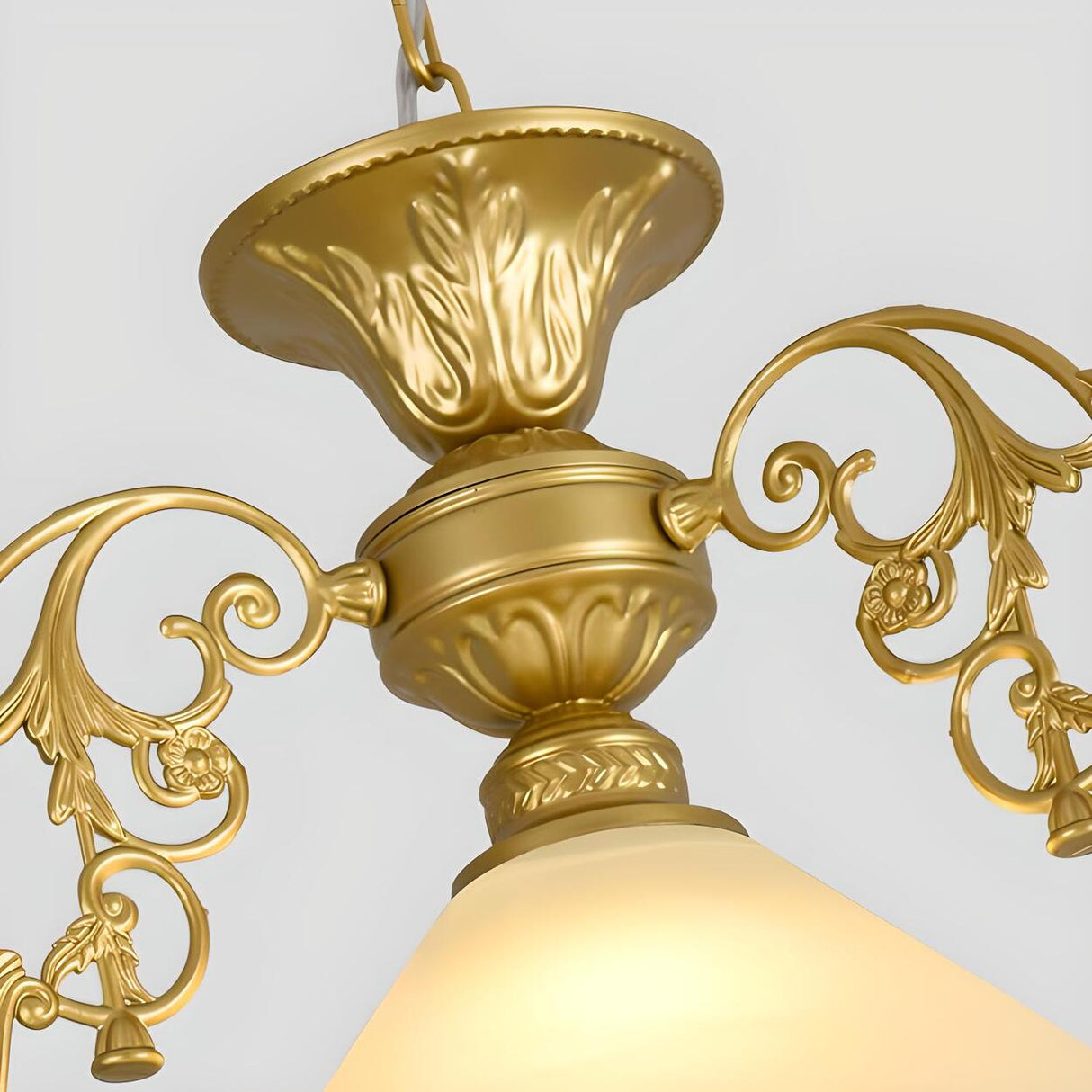 Vintage Classic Iron White Glass Cone Pendant Light Image - 10