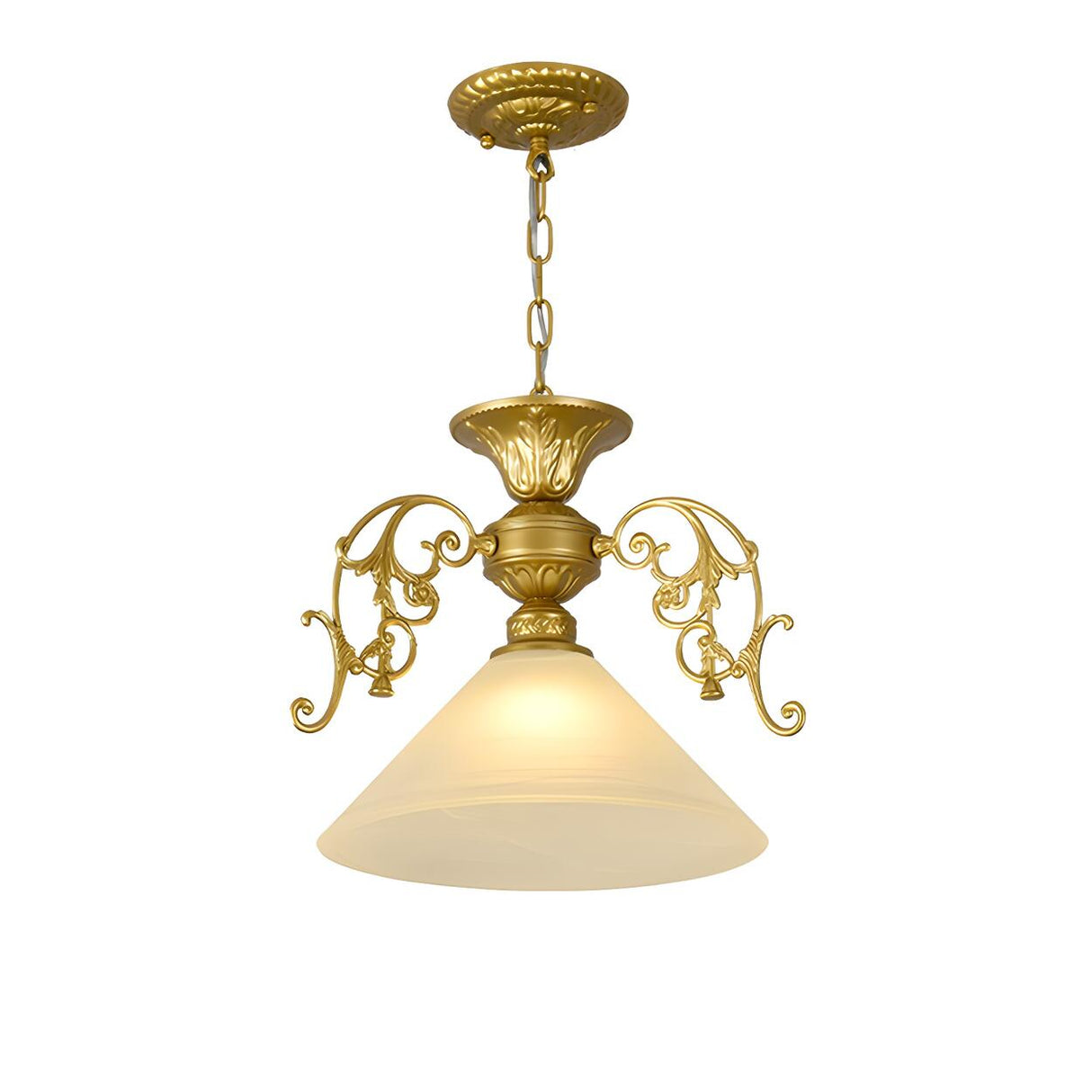 Vintage Classic Iron White Glass Cone Pendant Light Image - 9