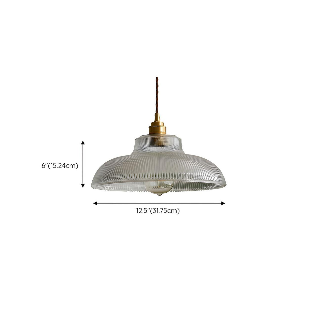 Vintage Clear Glass Rope Bowl Gold Pendant Light