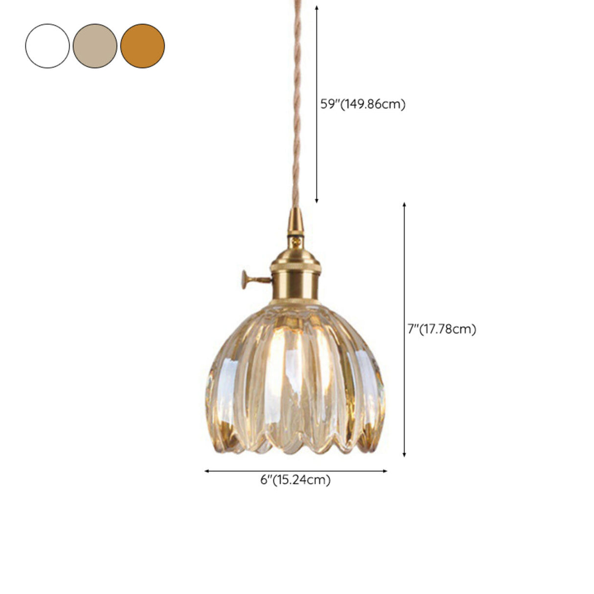 Vintage Clear Glass Rope Flower Pendant Light