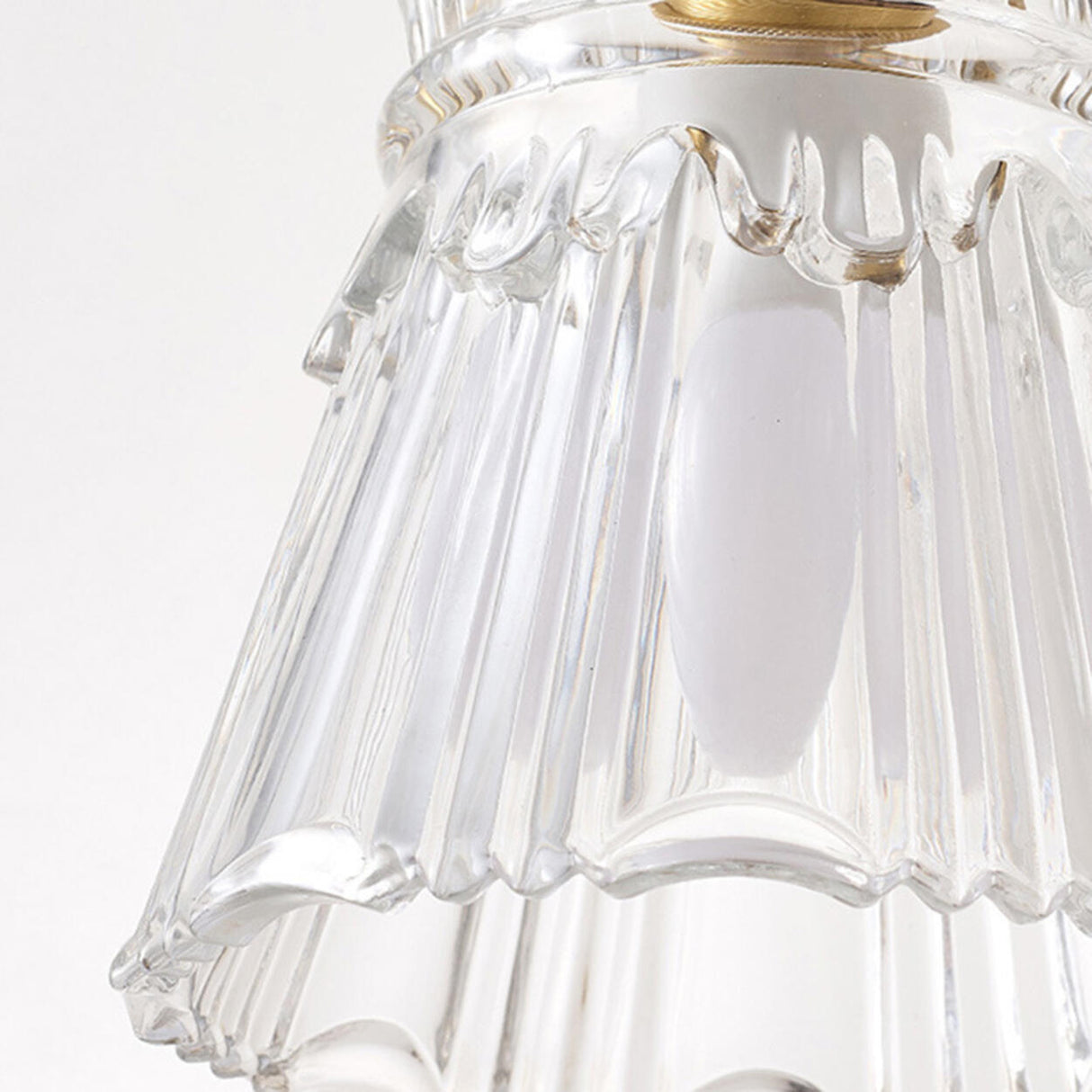 Vintage Clear Glass Shade Gold Pendant Wall Sconce Image - 15