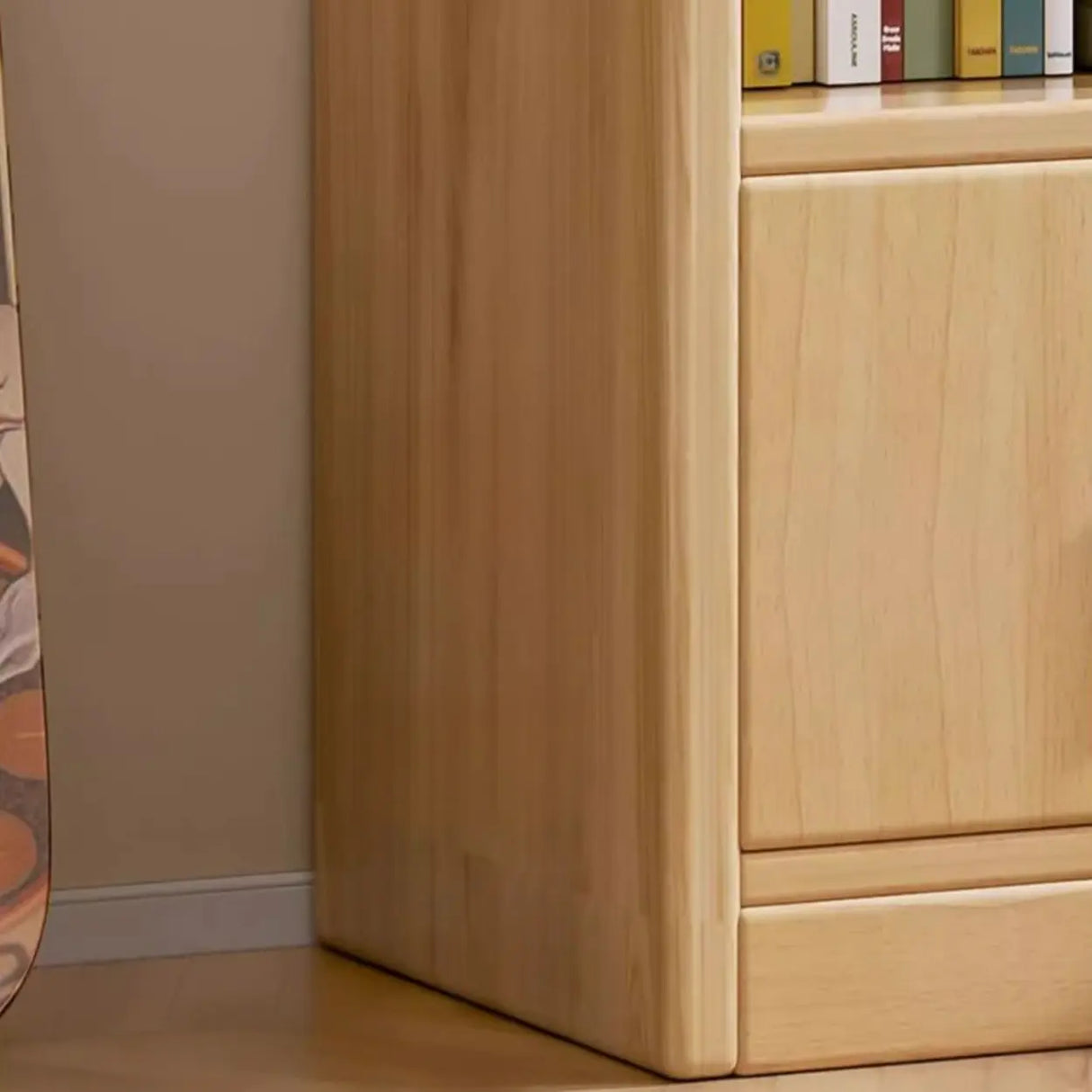 Vintage Closed Vertical Timber Storage Bookcase Brown Image - 11