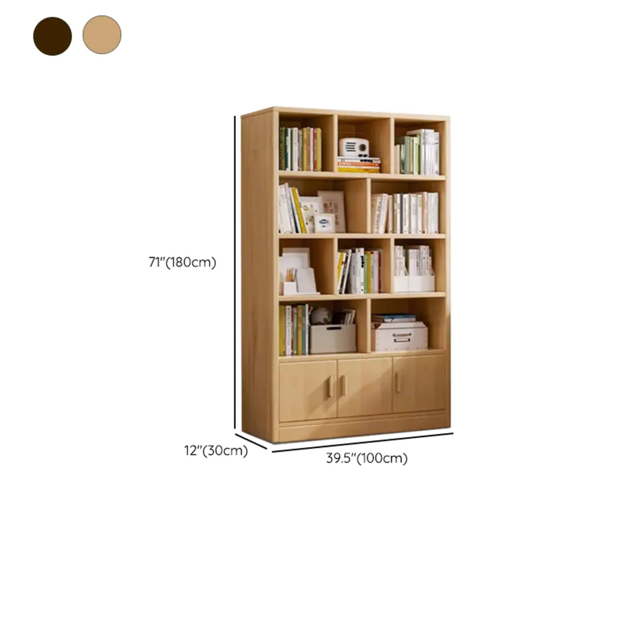 Vintage Closed Vertical Timber Storage Bookcase Brown Image - 15