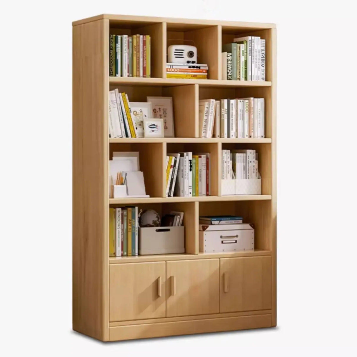 Vintage Closed Vertical Timber Storage Bookcase Brown Image - 5