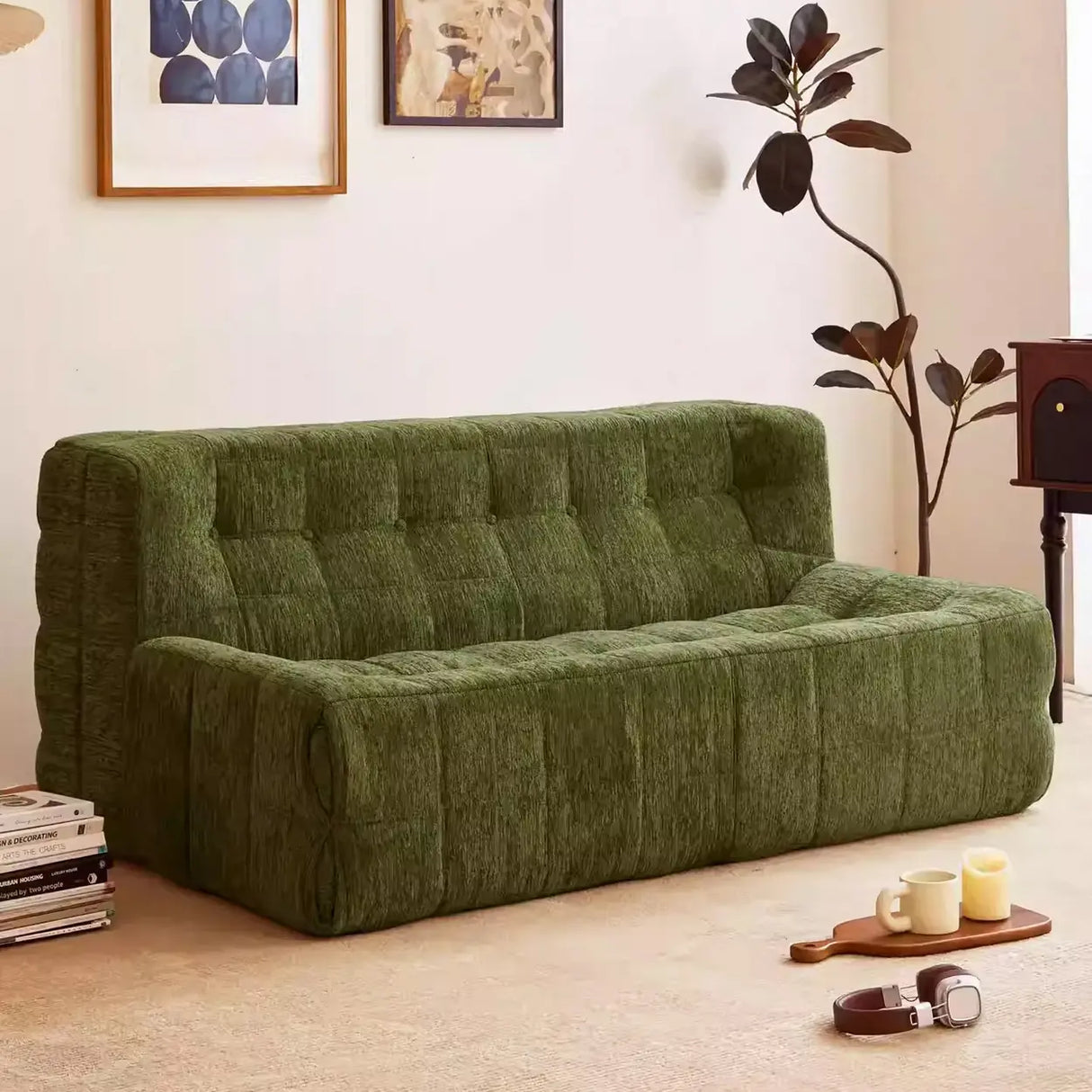 Vintage Compressed Sofa in a Box with Channel Quilting Image - 1