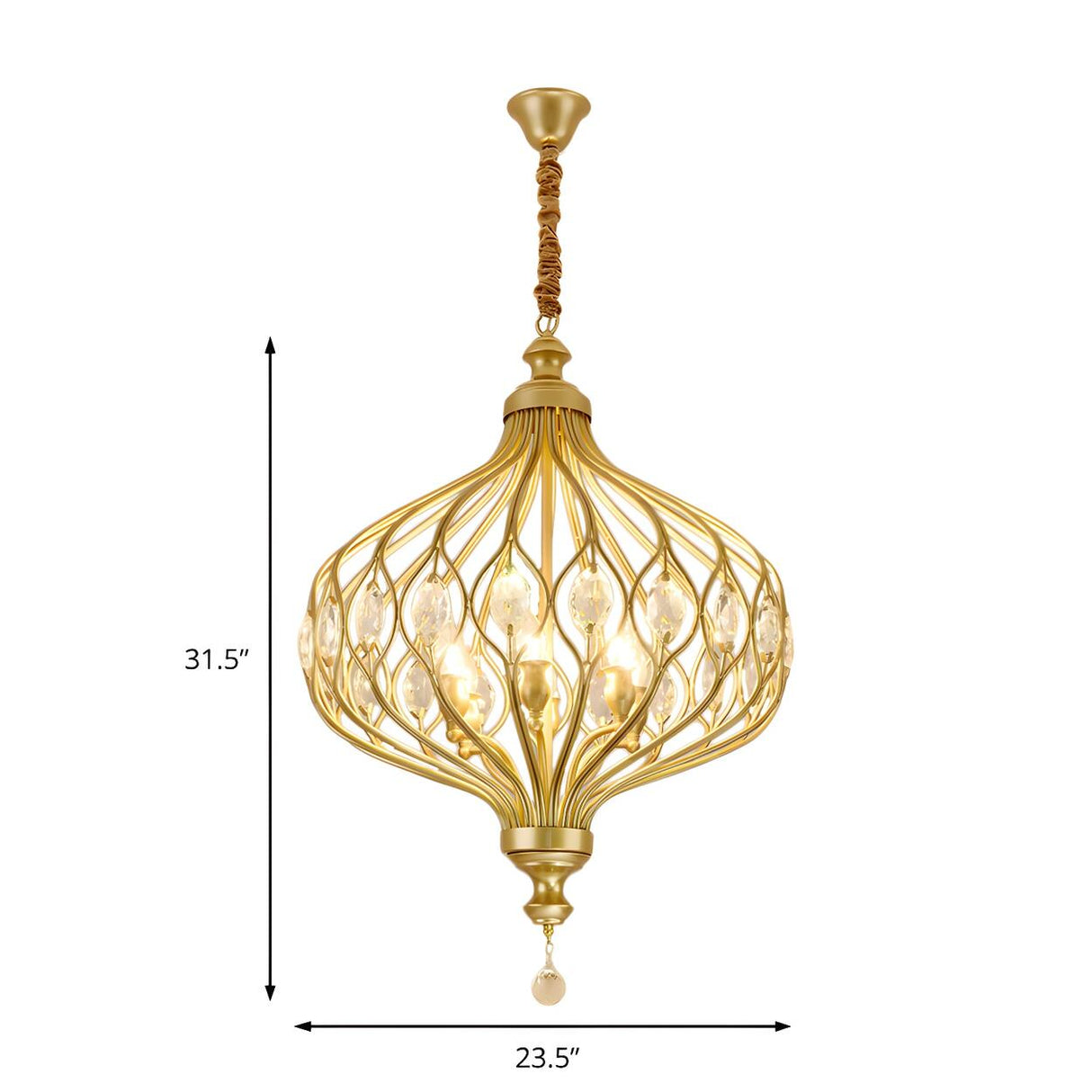 Vintage Dining Room Black Cage Lantern Crystal Chandelier