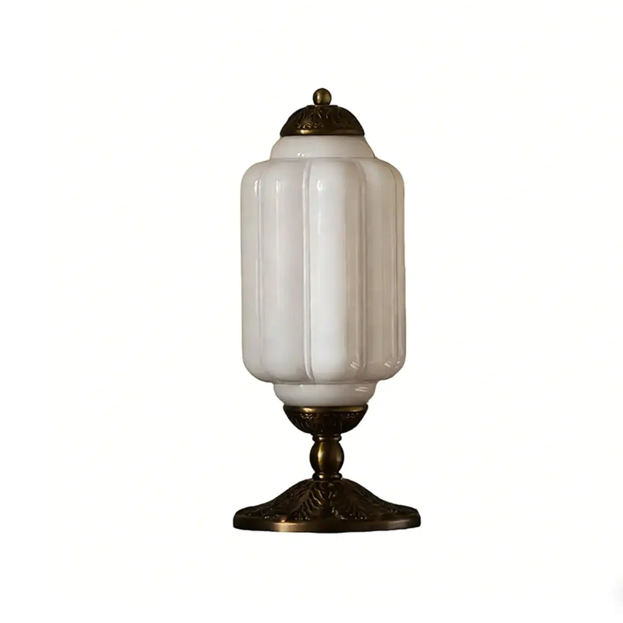 Vintage Elegant Glass Geometric Table Lamp with Brass Base Image - 12