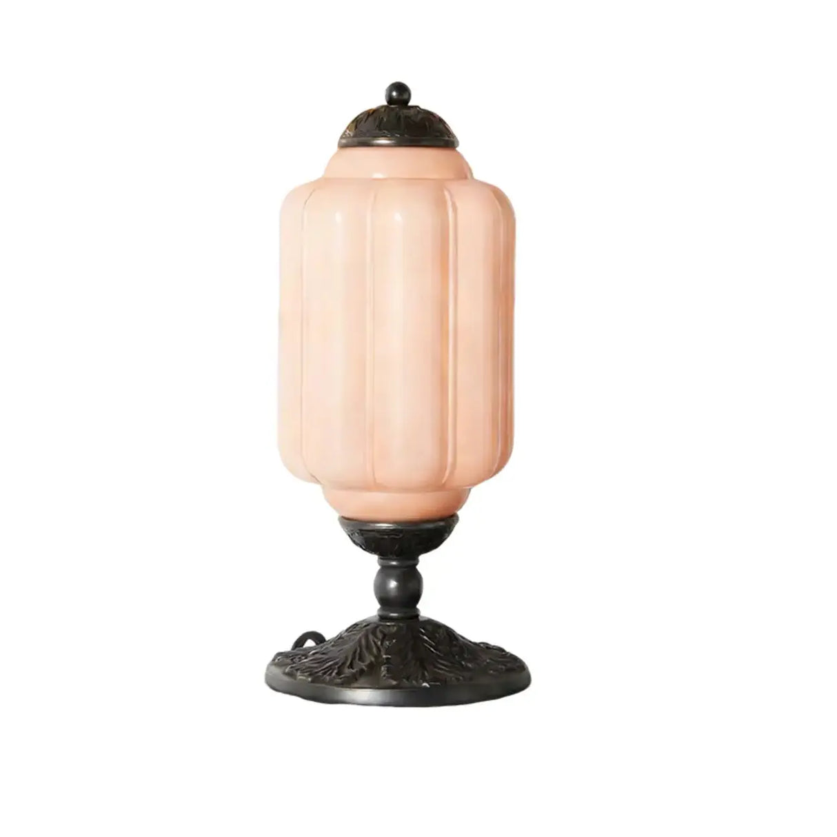 Vintage Elegant Glass Geometric Table Lamp with Brass Base Image - 13