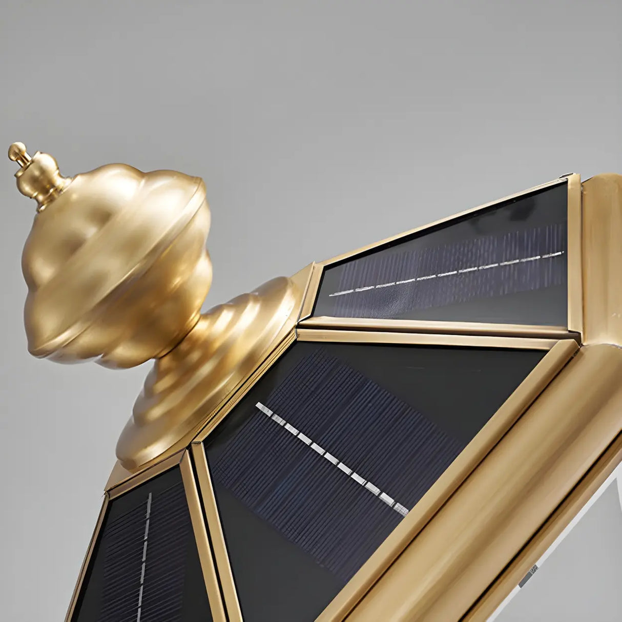 Vintage Elegant Gold Finish Lantern Outdoor Post Lamp Image - 10