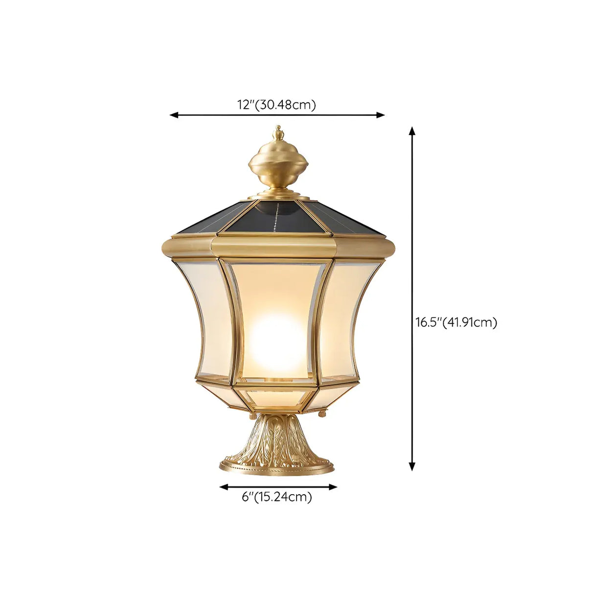 Vintage Elegant Gold Finish Lantern Outdoor Post Lamp