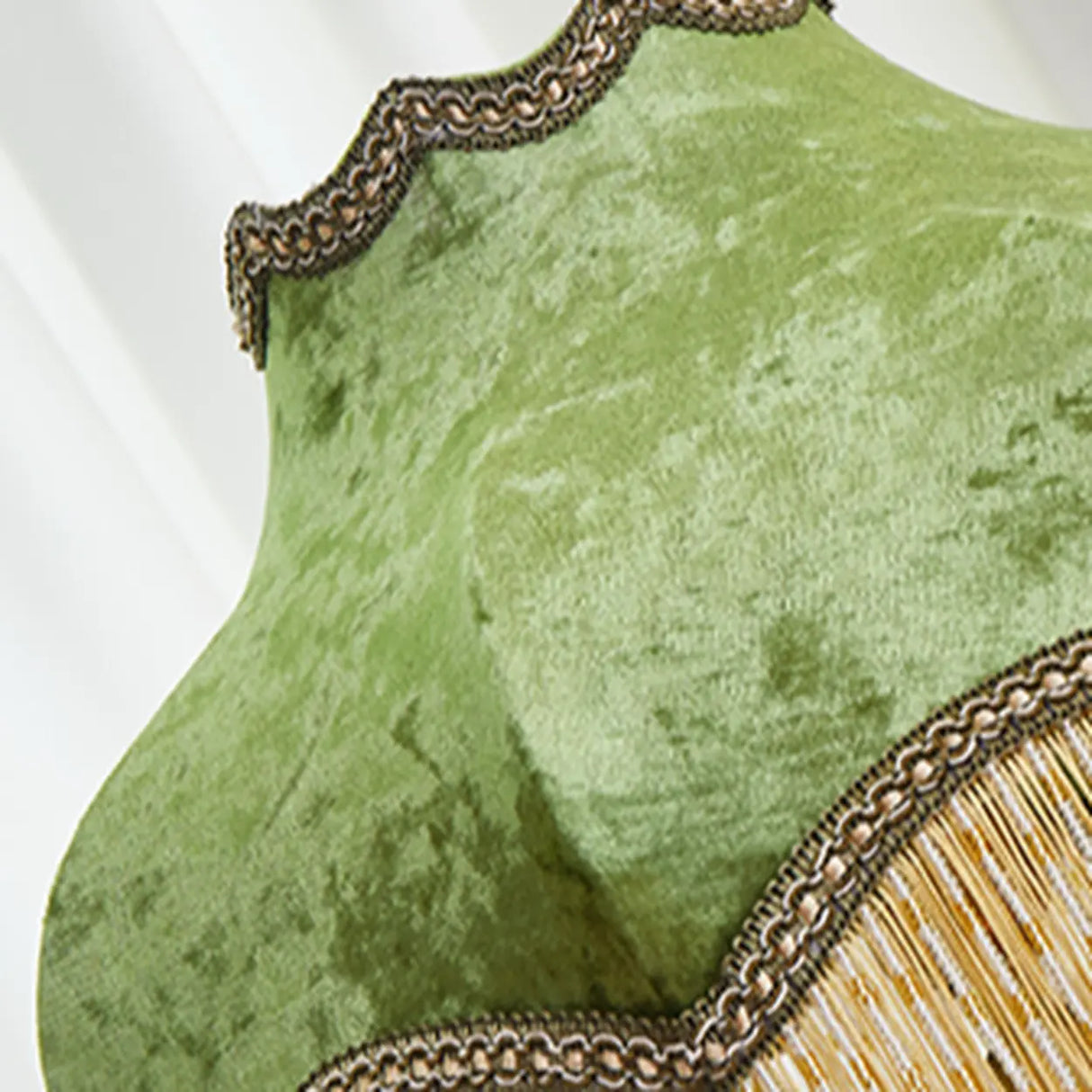 Vintage European Luxury Green Dome Gold Fringe Floor Lamp Image - 6