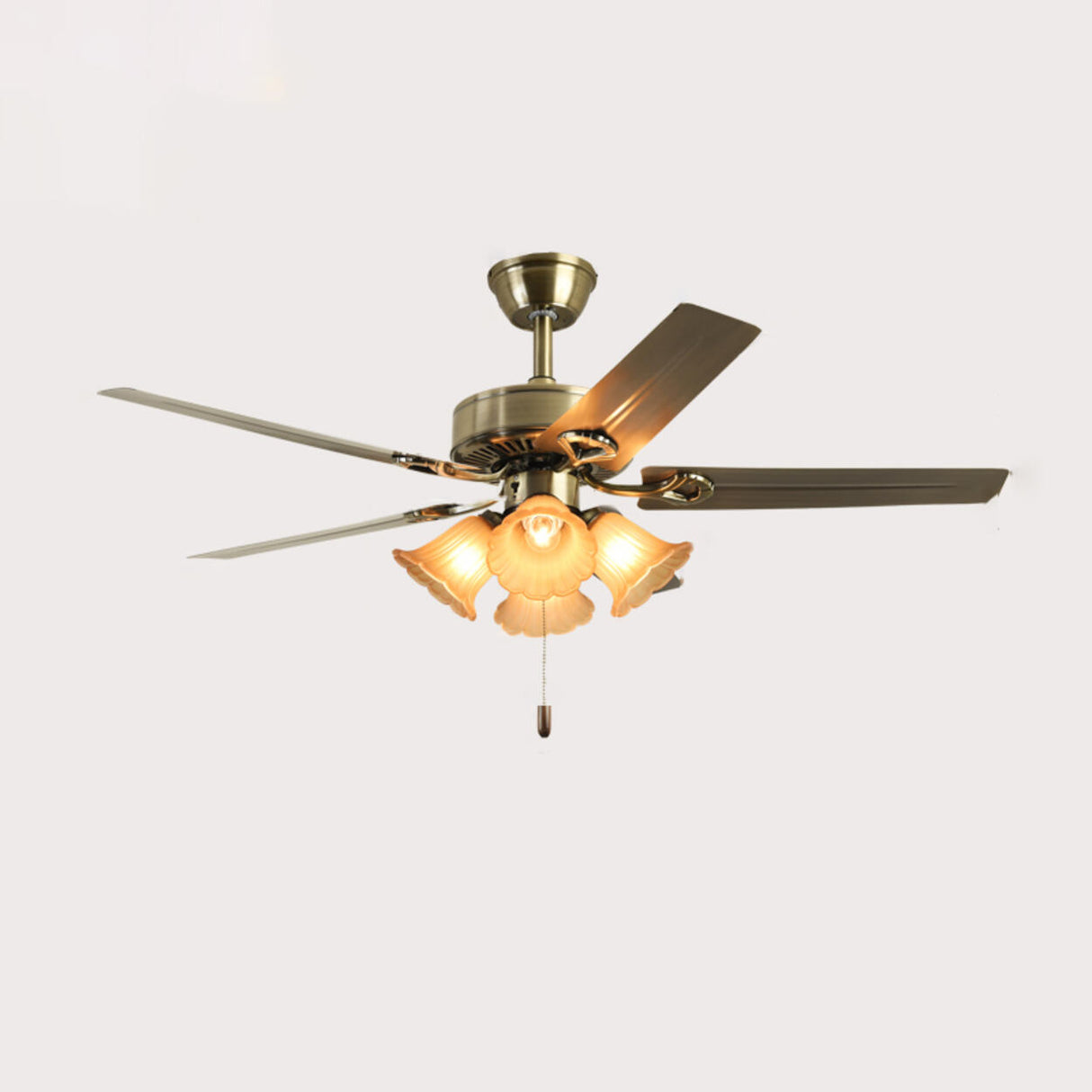 Vintage Floral 5 Blade Bronze Ceiling Fan with Light Image - 10