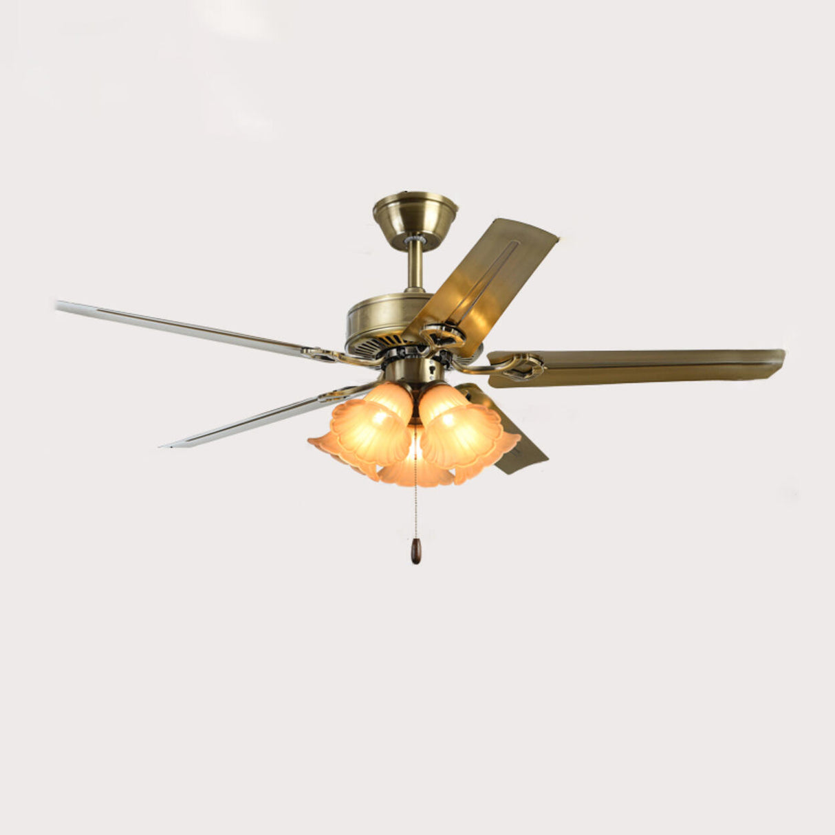 Vintage Floral 5 Blade Bronze Ceiling Fan with Light Image - 11
