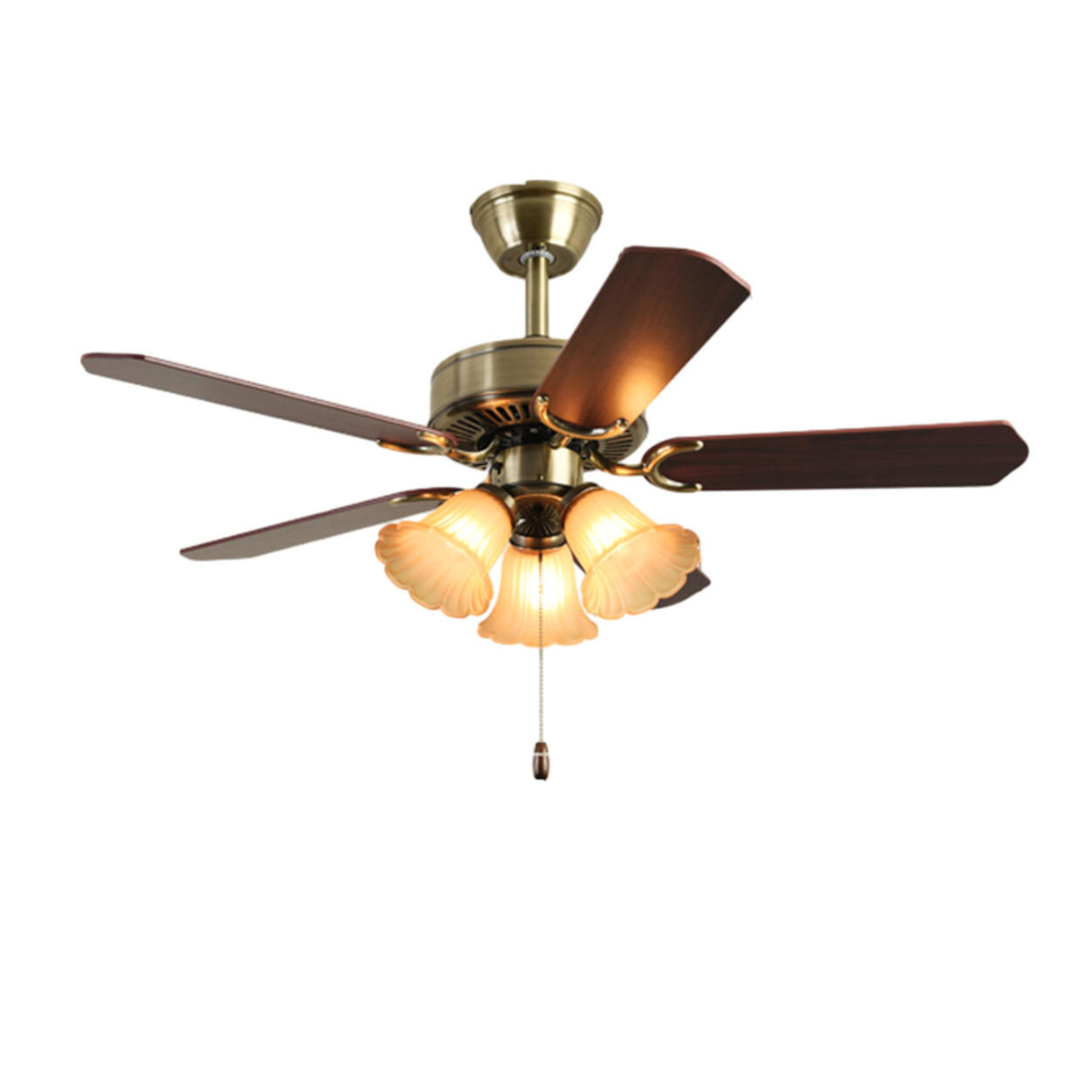 Vintage Floral 5 Blade Bronze Ceiling Fan with Light Image - 5