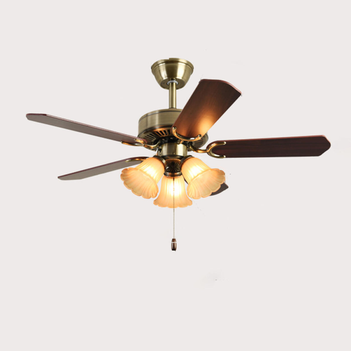 Vintage Floral 5 Blade Bronze Ceiling Fan with Light Image - 6