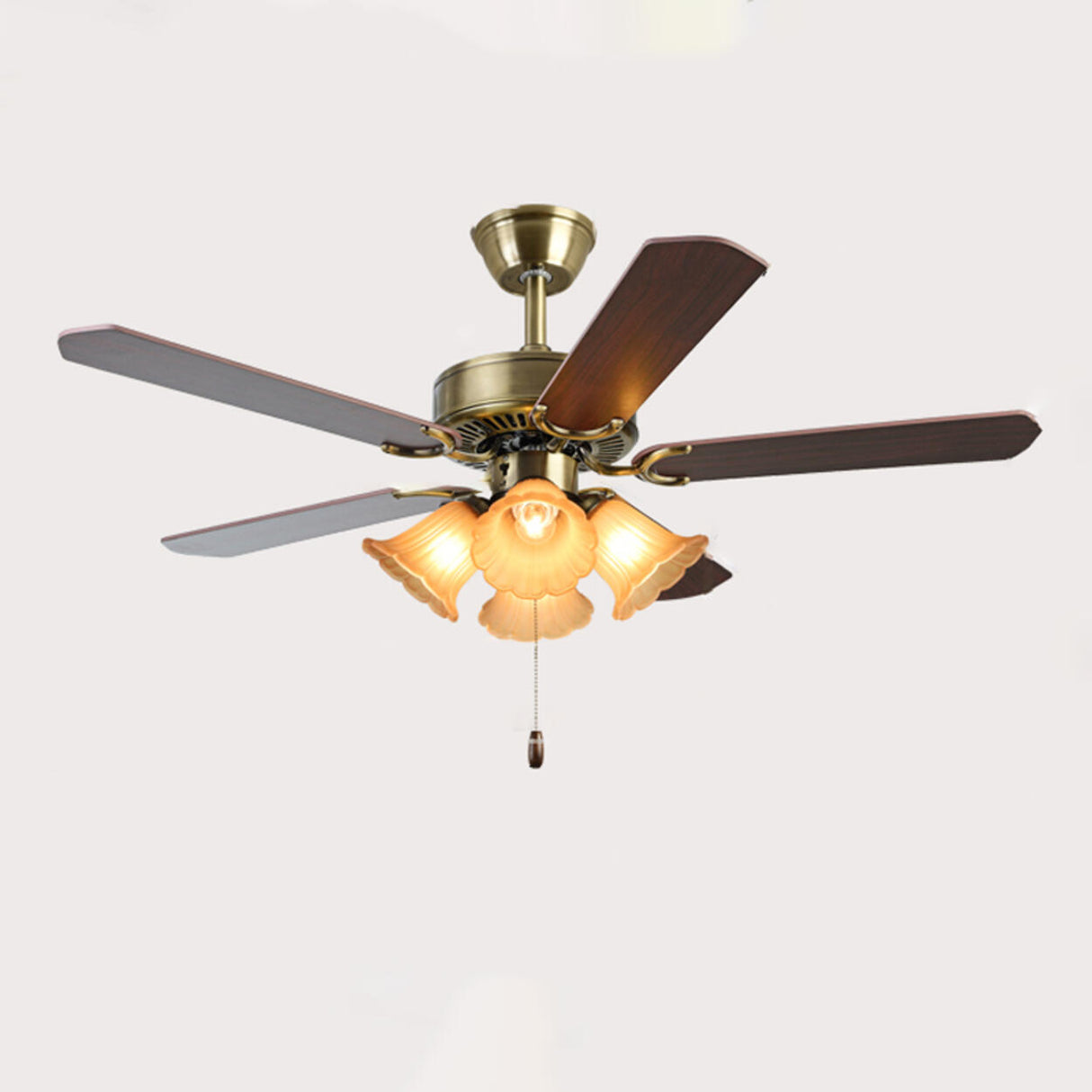 Vintage Floral 5 Blade Bronze Ceiling Fan with Light Image - 7