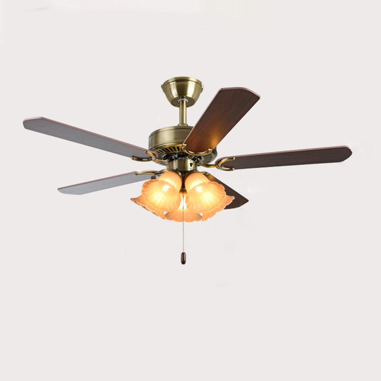 Vintage Floral 5 Blade Bronze Ceiling Fan with Light Image - 8