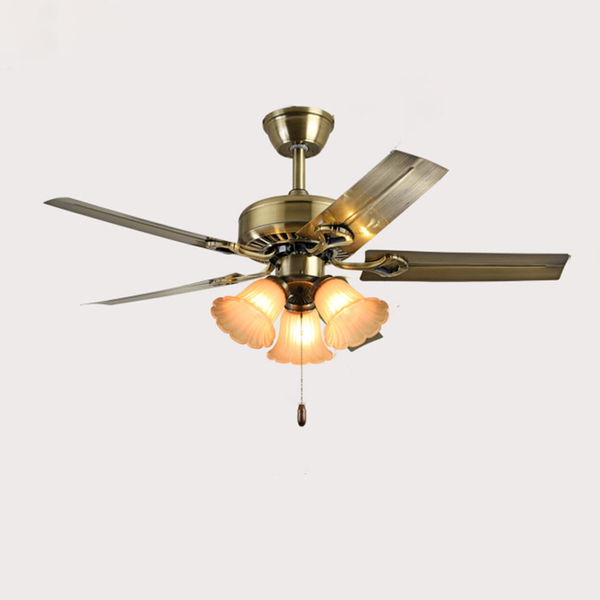 Vintage Floral 5 Blade Bronze Ceiling Fan with Light Image - 9