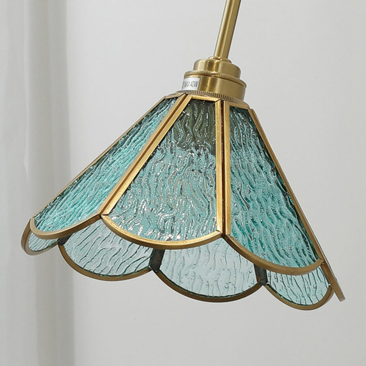 Vintage Floral Blue Glass Wall Sconce with Pull Chain Image - 11