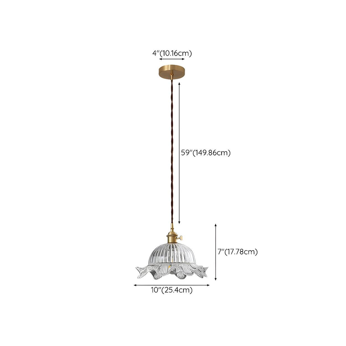 Vintage Floral Clear Glass Pendant Light Brass Finish Image - 13