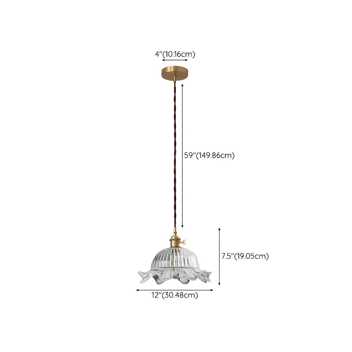 Vintage Floral Clear Glass Pendant Light Brass Finish Image - 14