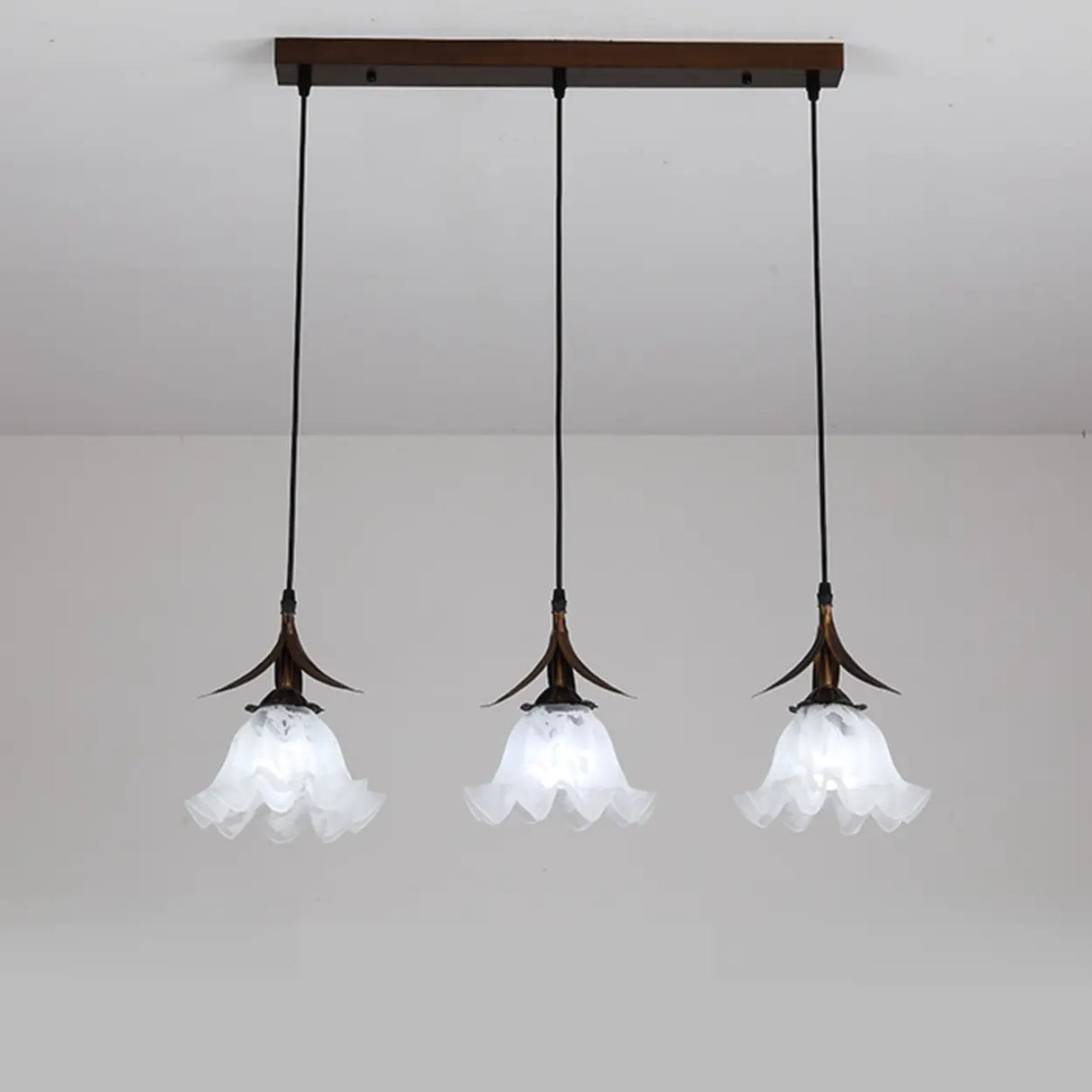 Vintage Floral Glass Kitchen Island Pendant Lights Image - 2