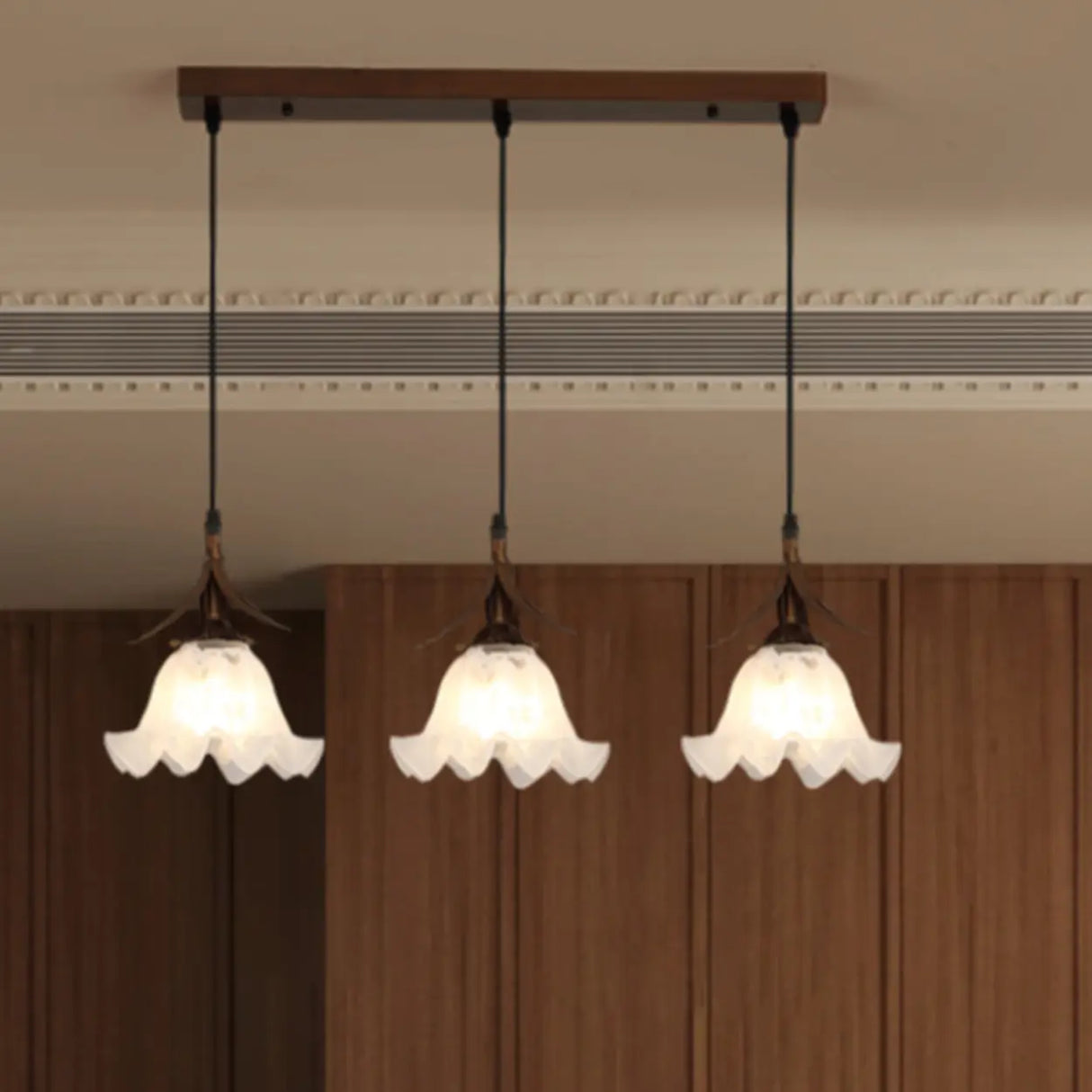 Vintage Floral Glass Kitchen Island Pendant Lights Image - 5