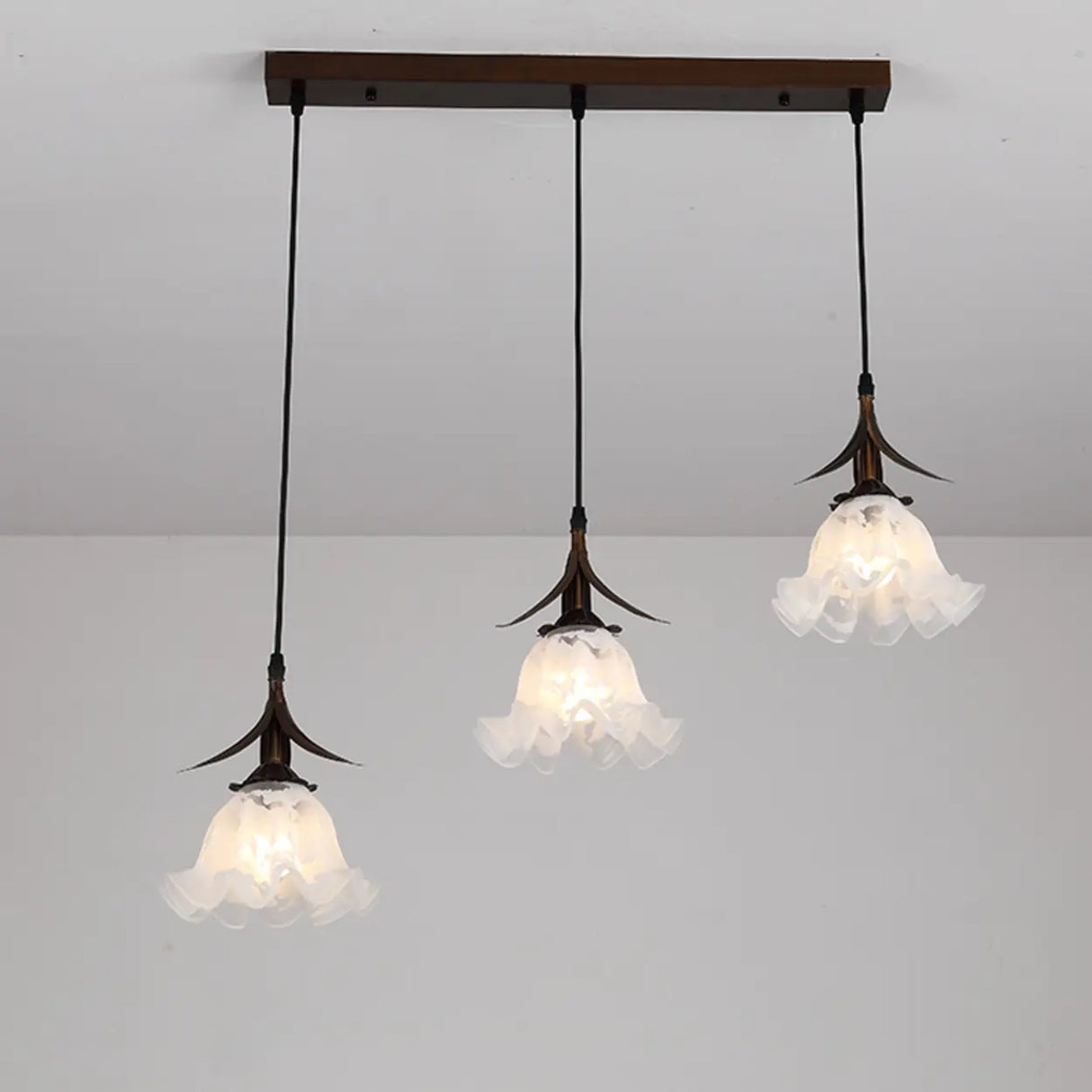 Vintage Floral Glass Kitchen Island Pendant Lights Image - 6