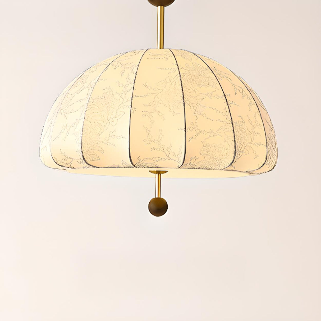 Vintage Floral Pattern Fabric Dome Pendant Light Image - 9