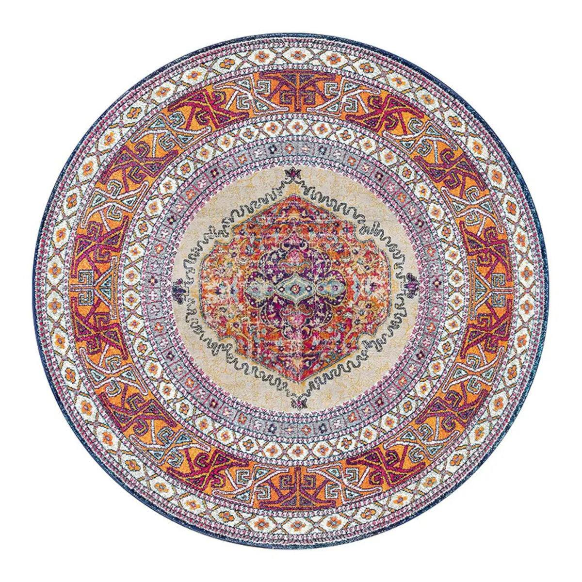 Vintage Floral Round Medallion Anti-Slip Area Rug Image - 4