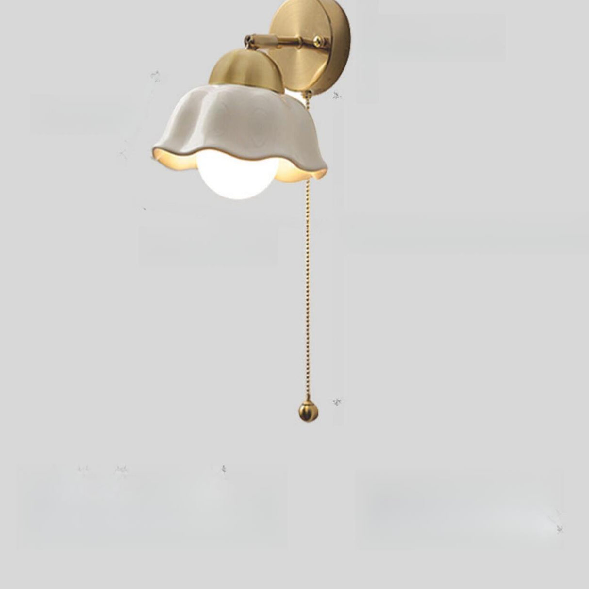 Vintage Floral White Ceramic Wall Sconce Image - 6