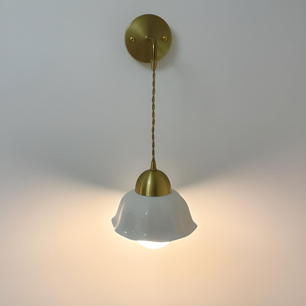 Vintage Floral White Ceramic Wall Sconce Image - 7