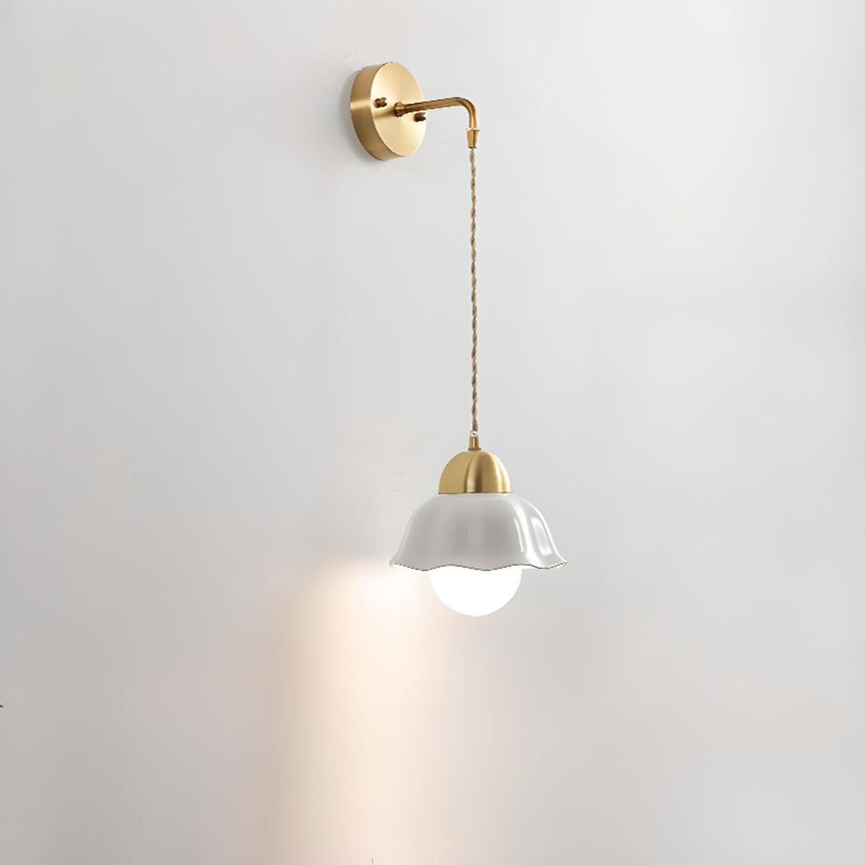 Vintage Floral White Ceramic Wall Sconce Image - 8