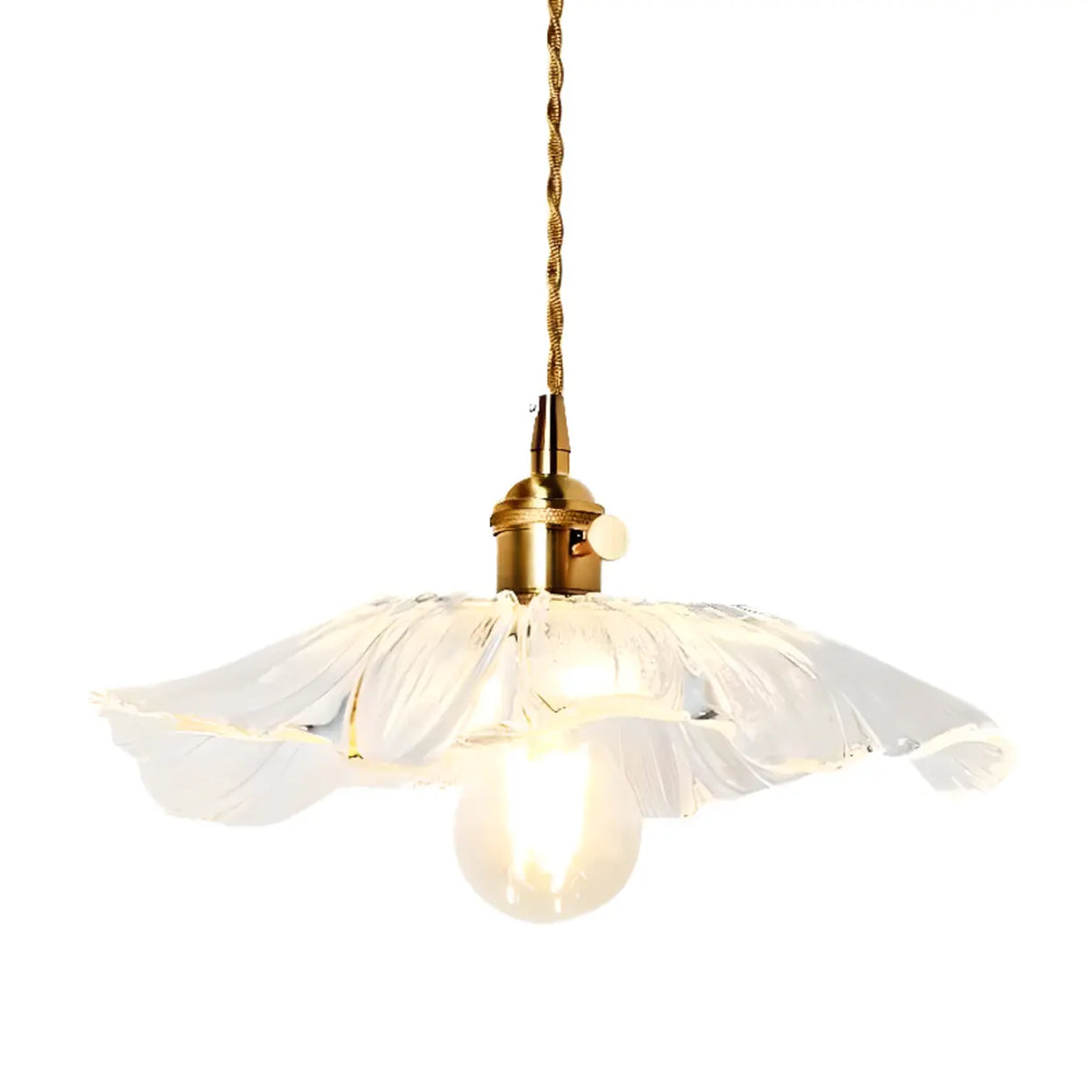 Vintage Flower Clear Glass Adjustable Pendant Light Image - 2