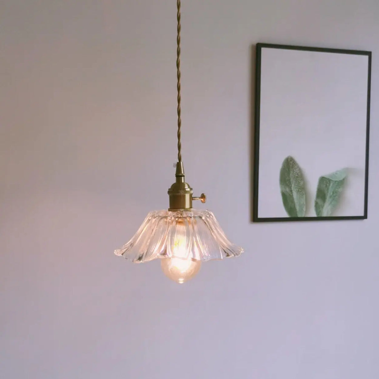 Vintage Flower Clear Glass Adjustable Pendant Light Image - 3