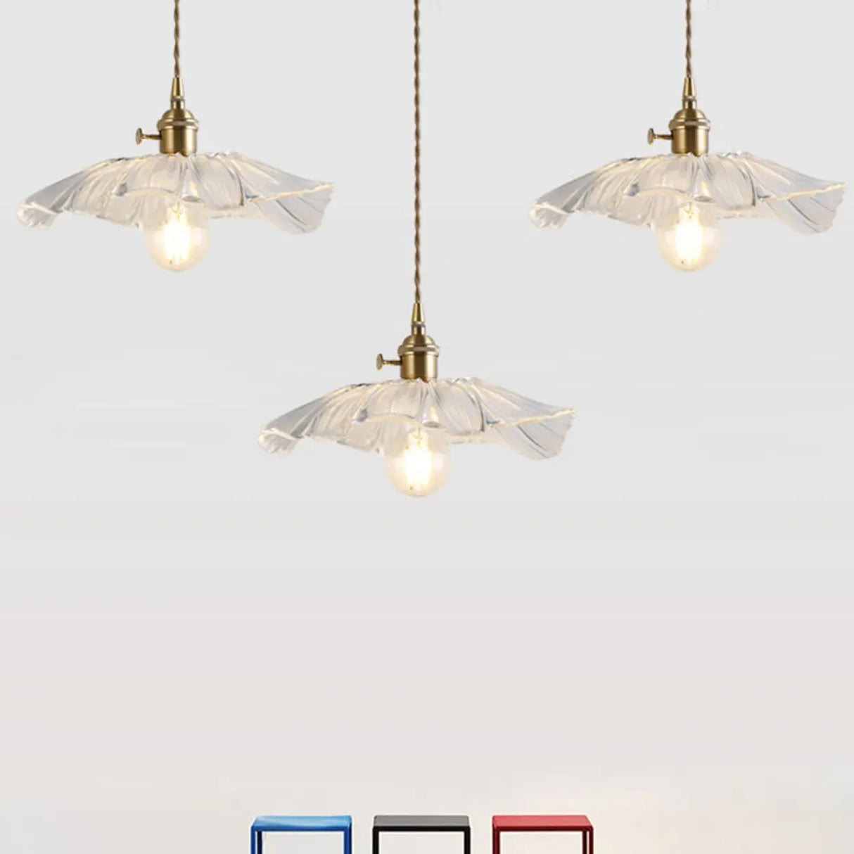 Vintage Flower Clear Glass Adjustable Pendant Light Image - 6