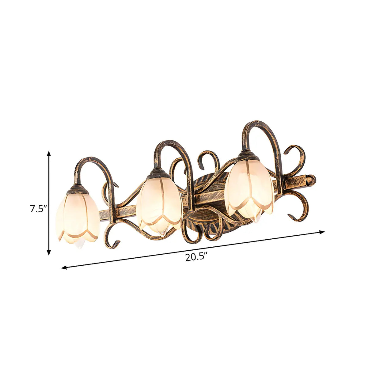 Vintage Flower Shade Multi-Light Brass Vanity Light Image - 10
