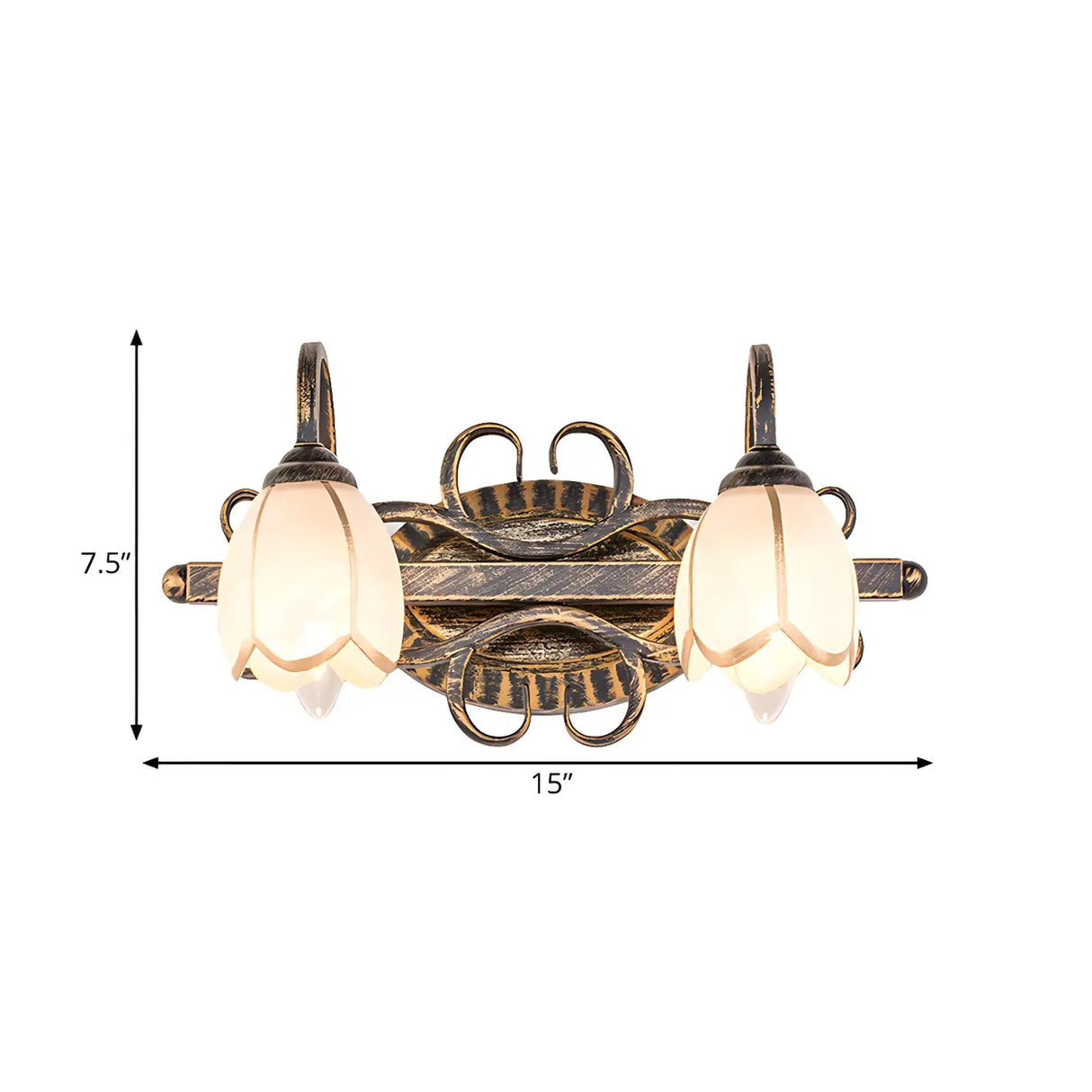 Vintage Flower Shade Multi-Light Brass Vanity Light Image - 5