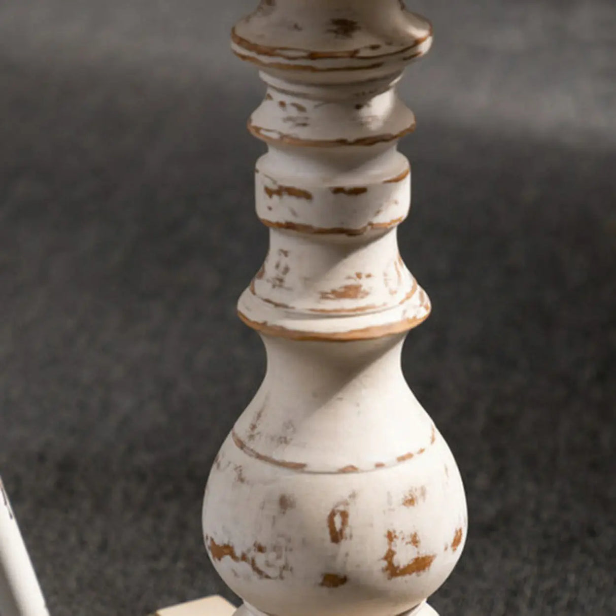 Vintage French Country Distressed Wood Beige Pedestal Side Table Image - 13