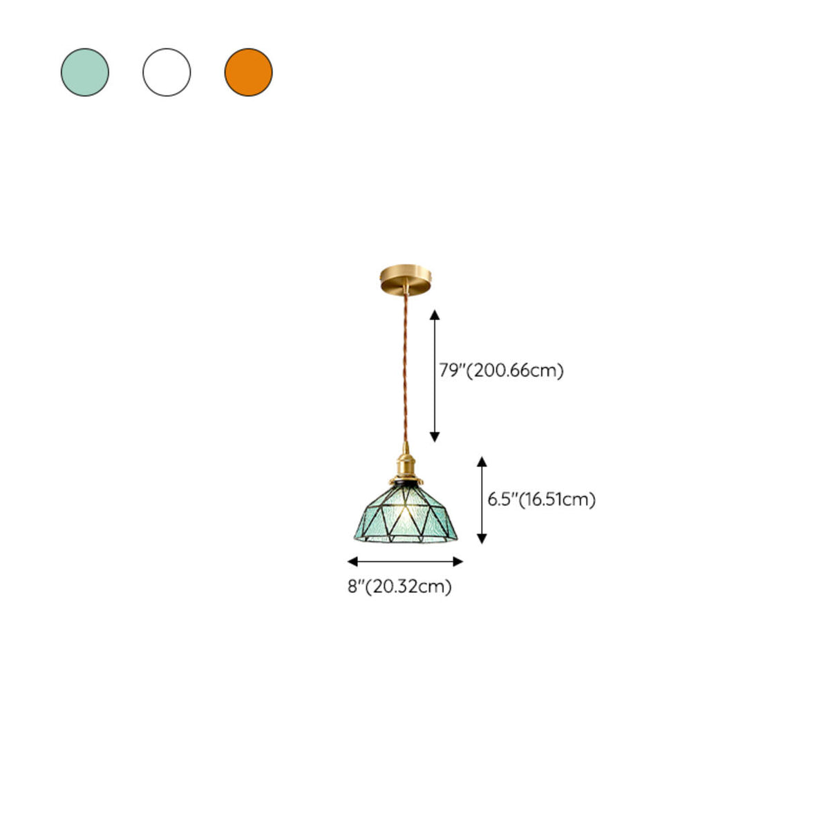 Vintage Geometric Amber Glass Dining Room Pendant Light