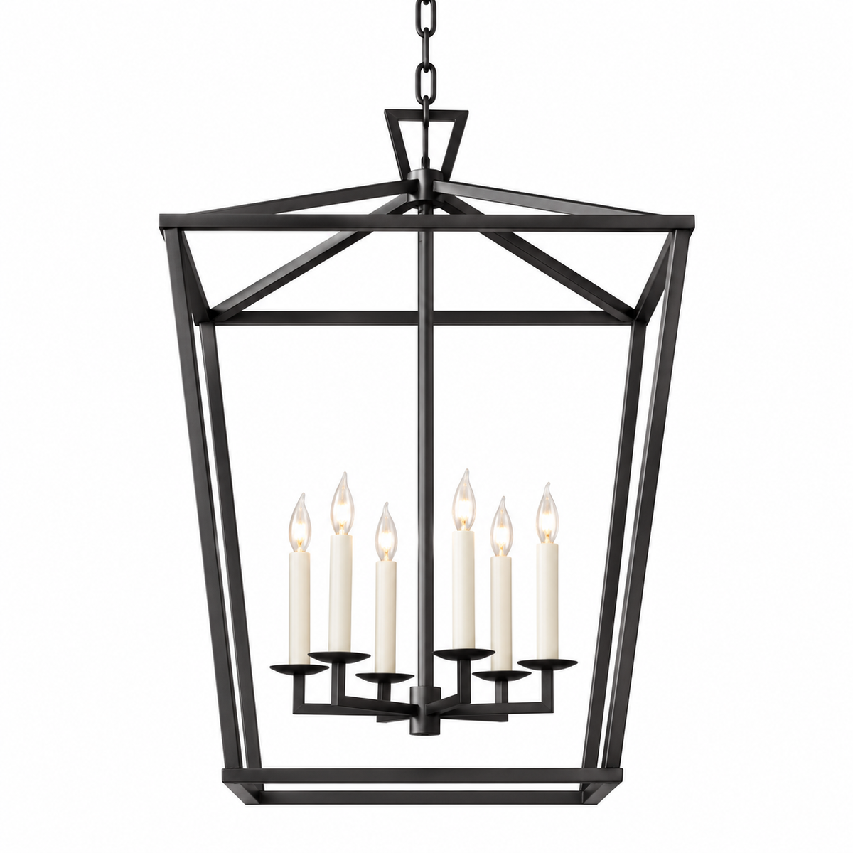 Vintage Geometric Iron Chandelier, Gold, 4-Light Image - 10