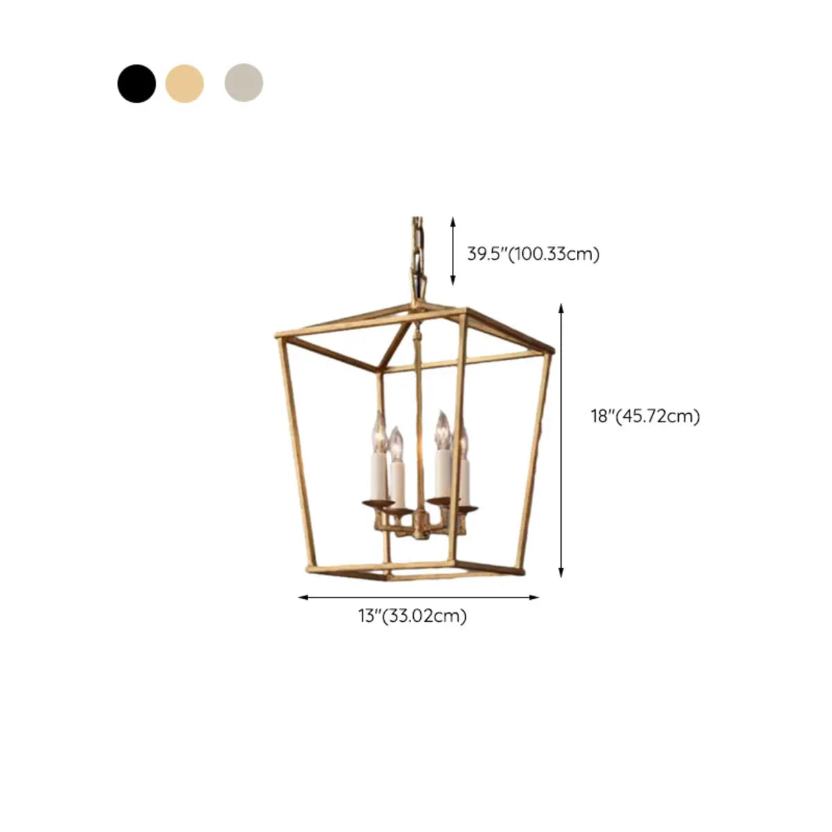 Rustic Geometric Candelabra Metal Gold 4-Bulb Chandelier