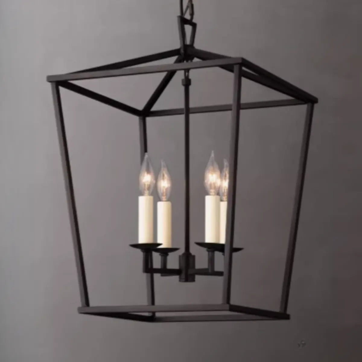 Rustic Geometric Candelabra Metal Gold 4-Bulb Chandelier Image - 8