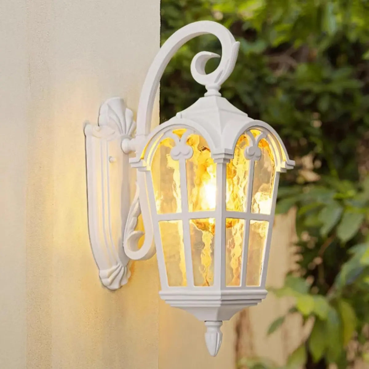 Vintage Geometric Metal Outdoor Wall Lamp White Dimming Image - 5