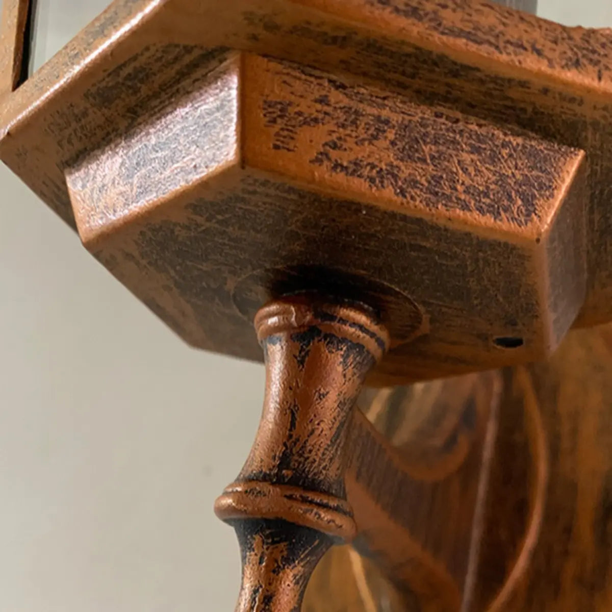 Vintage Glass Lantern Outdoor Ambient Wall Light Gold Image - 13