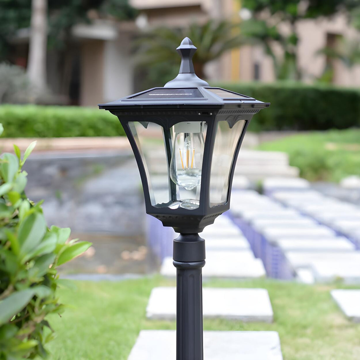 Vintage Glass Pagoda Garden Lamp Post Landscape Lighting Image - 4